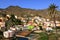 Colorful homes in Vallehermoso town and valley on the island of La Gomera, Canary Islands, Spain