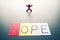 Colorful hope word and single person