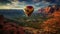 Colorful Hot Air Balloon Above Sedona, Arizona - Generative AI