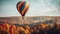 A colorful hot air balloon floating in the sky created with Generative AI