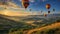 Colorful Hot Air Balloons Drifting Over a Serene Valley: A Peaceful Aerial Ballet