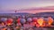 Colorful hot air balloons before launch in Goreme national park, Cappadocia, Turkey