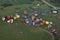 Colorful hot air balloons mass on the ground