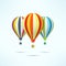 Colorful hot air balloons on white. Discovery and travel concept