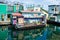 Colorful house boats at Fisherman\'s Wharf in Victoria, BC.