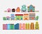 Colorful house and building collection set