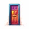 Colorful House Door Vector: Pixel Perfect, Vibrant Cartoonish Design