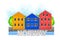 Colorful Houses as Distinctive Attribute of Norway Vector Illustration