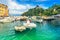 Colorful houses and boats in harbor,Portofino,Liguria,Italy,Europe