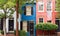 Colorful houses on city street