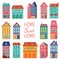 Colorful houses collection. Home sweet home set