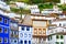 Colorful houses. Colorful windows and facades in Cudillero, Spain. Ancient facades