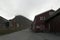 Colorful houses in a gloomy day in Norway