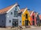 Colorful houses at the harbor of Zoutkamp