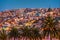 Colorful houses illuminated at night on a hill of Valparaiso Chile