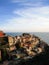 Colorful houses , Manarola, in sunshine evening