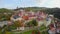 Colorful houses, medieval buildings, middle age castle aerial