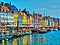Colorful houses at Nyhavn, Copenhagen, Denmark artistic painting illustration