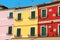 Colorful houses in a row on Burano Island