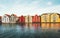 Colorful houses scandinavian architecture Trondheim city in Norway