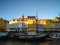 Colorful houses and ships along the Nyhavn Canal. Copenhagen, Denmark.