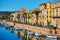 Colorful houses on a street of Bosa, Sardinia, Italy