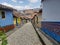 Colorful houses in the streets of Guatape town Colombia