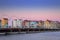 Colorful houses of Willemstad, CuraÃ§ao with bridge