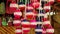 Colorful huge Christmas balls made of abaca fiber hung in a store front