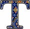 Colorful huichol style initial t