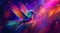 Colorful Hummingbird flying abstract illustration.