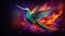 Colorful Hummingbird flying abstract illustration.