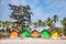 Colorful huts on the beach