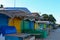 Colorful huts on the beach in the early morning