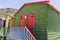 Colorful huts/ houses along the beach in Muizenberg, South Africa