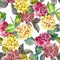 Colorful hydrangeas. Floral botanical flower. Seamless background pattern.