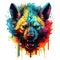 Colorful hyena head painting on a clean background, Png for Sublimation Printing, Wild Animals, Illustration, Generative AI