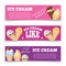 Colorful ice cream banners template set