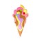 Colorful ice cream cone icon in paper craft style.