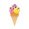 Colorful ice cream cone icon in paper craft style.