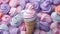 A colorful ice cream cone with pastel swirls. Generative ai