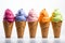 colorful ice cream cones