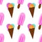Colorful ice cream summertime vector seamless pattern