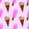 Colorful ice cream summertime vector seamless pattern