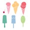 Colorful ice cream symbols set