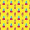 Colorful ice cream on yellow background. Seamless pattern summer milk and fruit ice cream eskimo on stick.