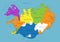 Colorful Iceland political map with clearly labeled, separated layers.