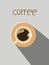 Colorful icon of coffee mug with long shadow