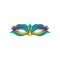 Colorful icon of elegant masquerade mask. Clothing accessory for celebration of Mardi Gras. Decorative flat vector