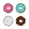 Colorful icon of four doughnuts. Isolated on white background